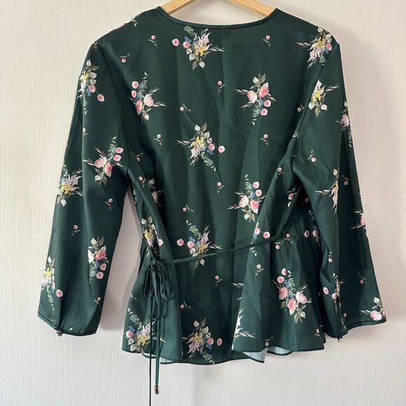 Ted Baker Womens Green Aleexx Floral Wrap Top Blouse Size 8 Medium - Picture 7 of 8